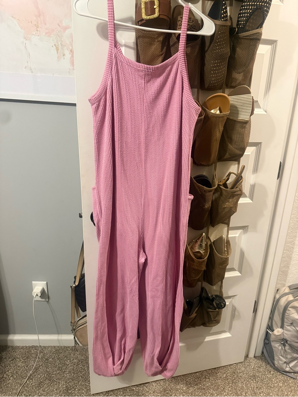 Entro Pink Ribbed Sleeveless Jumpsuit - Picture 2 of 2